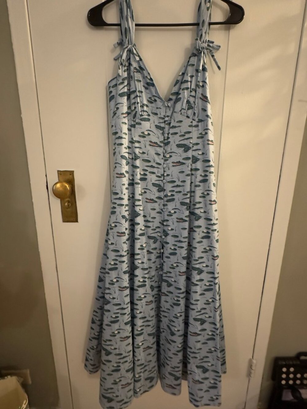 NWT The White Lotus x AQUA Blue Alligator Print Maxi Dress Small